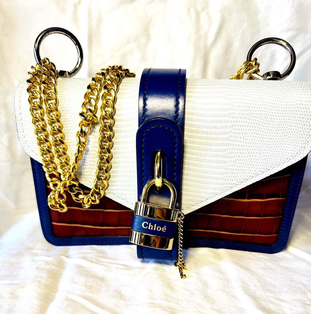Chloé Limited Edition Paddington Shoulder Bag ~White, Navy & Brown Leather~